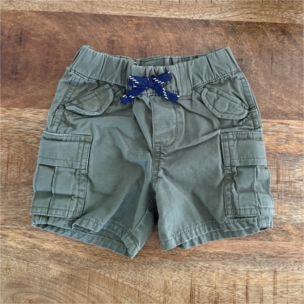 Ralph Lauren Infant Boys Cargo Shorts Size 6M Green Pull On Cotton Casual